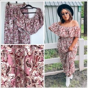 Plussize Paisley Print Skirt Set